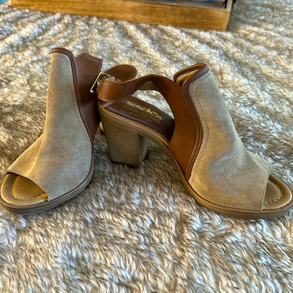 Coach and Four Brown Leather/Suede Heels